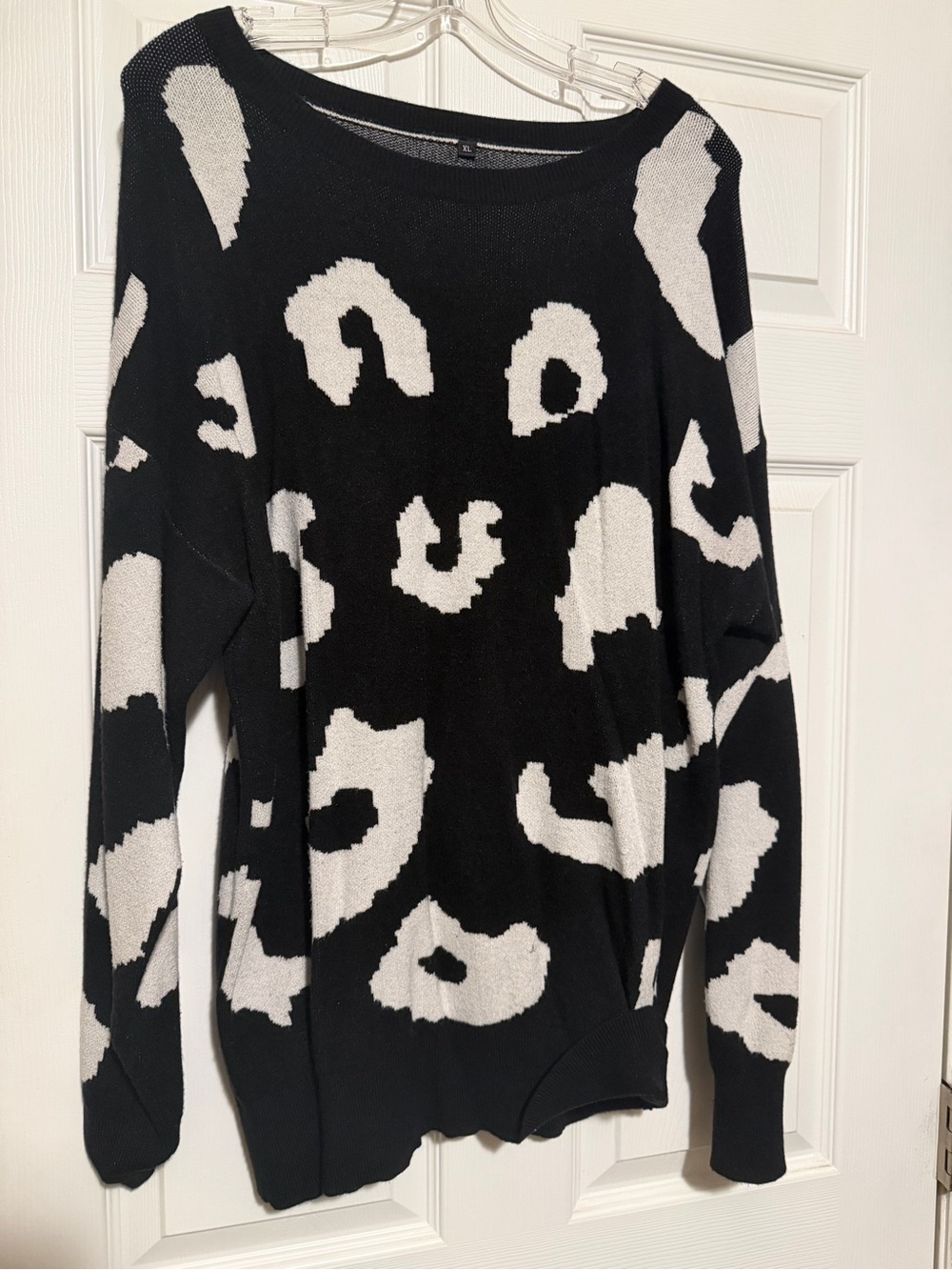 Black and White Abstract Print Women's Sweater